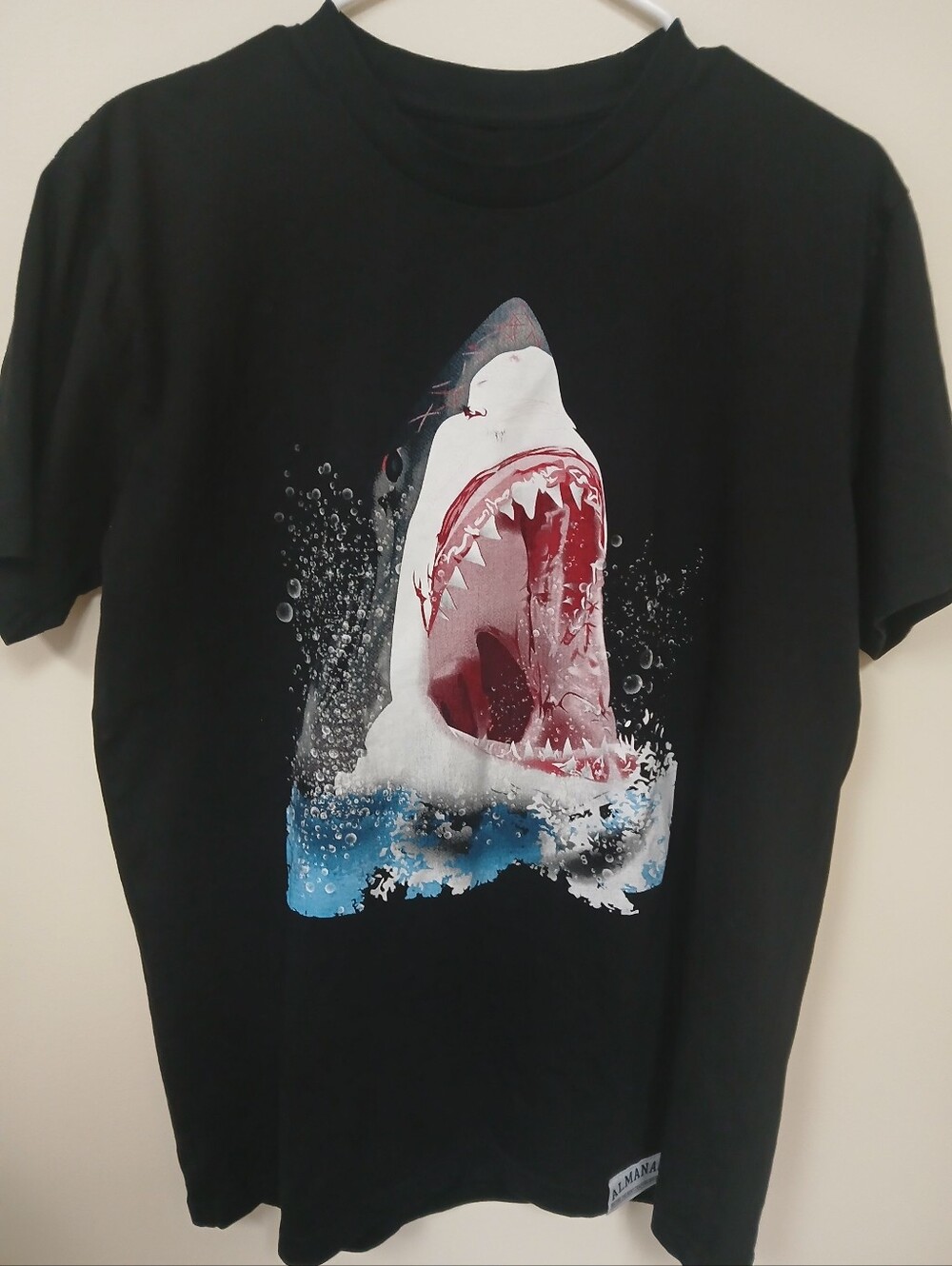 Title: Almanac "Great White Shark" Graphic T-Shirt - Black